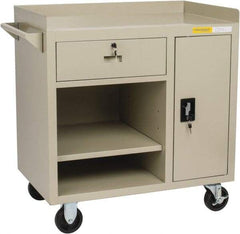 Value Collection - 1,000 Lb Capacity, 2 Shelf, 1 Drawer, 1 Door Mobile Cabinet - 36" Wide x 22" Deep x 38.19" High, Steel, Putty - Eagle Tool & Supply