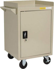 Value Collection - 600 Lb Capacity, 1 Shelf, 1 Drawer, 1 Door Mobile Bench - 23" Wide x 22" Deep x 38.19" High, Steel, Putty - Eagle Tool & Supply