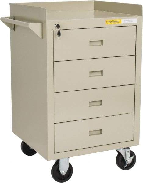 Value Collection - 600 Lb Capacity, 4 Drawer Mobile Bench - 23" Wide x 22" Deep x 38.19" High, Steel, Putty - Eagle Tool & Supply