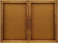 Quartet - 48" Wide x 36" High Enclosed Cork Bulletin Board - Natural (Color) - Eagle Tool & Supply