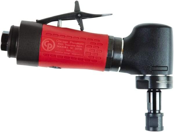 Chicago Pneumatic - 1/4" Collet, Angle Handle, Air Angle Die Grinder - 30,000 RPM, Rear Exhaust, 19 CFM, 0.4 hp, 90 psi, 6.35mm Inlet - Eagle Tool & Supply