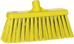 Vikan - 12" Heavy Duty Synthetic Push Broom - 2" Bristle Length, Plastic Block, European Threaded Handle Connection - Eagle Tool & Supply