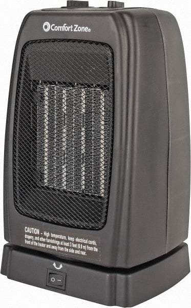 Comfort Zone - 5,120 Max BTU Rating, Ceramic Heater - 12.5 Amps, 120 Volts - Eagle Tool & Supply