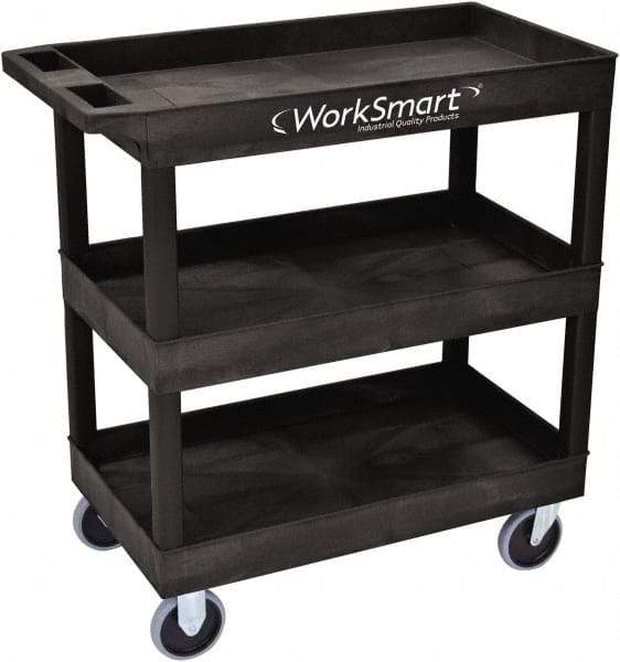 Value Collection - 500 Lb Capacity, 18" Wide x 35" Long x 36" High Shelf Cart - 3 Shelf, Plastic, 2 Rigid/2 Swivel Casters - Eagle Tool & Supply