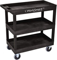 Value Collection - 500 Lb Capacity, 18" Wide x 35" Long x 36" High Shelf Cart - 3 Shelf, Plastic, 2 Rigid/2 Swivel Casters - Eagle Tool & Supply