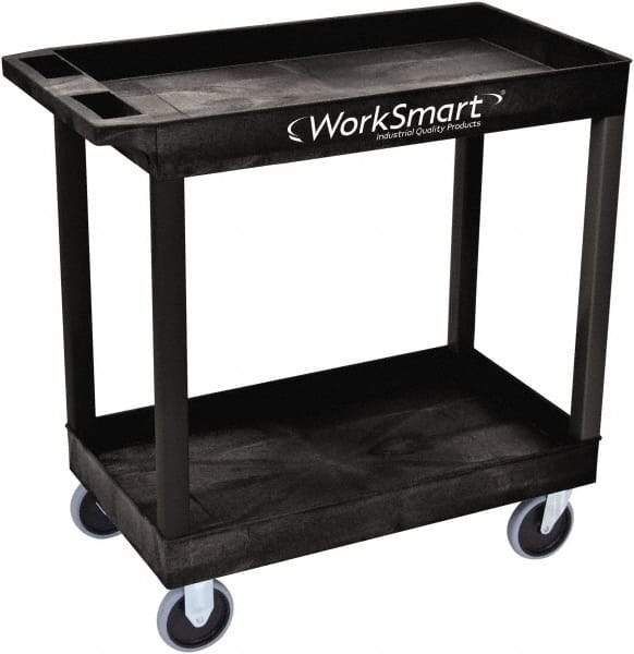 Value Collection - 500 Lb Capacity, 18" Wide x 35" Long x 35" High Shelf Cart - 2 Shelf, Plastic, 2 Rigid/2 Swivel Casters - Eagle Tool & Supply
