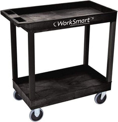 Value Collection - 500 Lb Capacity, 18" Wide x 35" Long x 35" High Shelf Cart - 2 Shelf, Plastic, 2 Rigid/2 Swivel Casters - Eagle Tool & Supply
