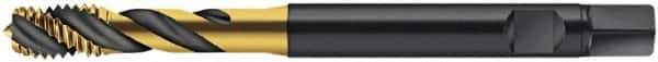Walter-Prototyp - M6x1.00 Metric 3 Flute 6HX Modified Bottoming Spiral Flute Tap - Cobalt, TiN Finish, 80mm OAL, Right Hand Flute, Right Hand Thread, Series S2051305 - Exact Industrial Supply