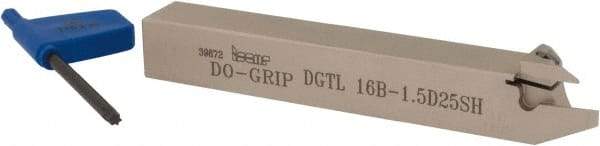 Iscar - External Thread, 1/2" Max Depth of Cut, 1mm Min Groove Width, 120mm OAL, Left Hand Indexable Grooving Cutoff Toolholder - 16mm Shank Height x 16mm Shank Width, DG. 1../DG. 15.. Insert Style, DGT Toolholder Style, Series Do-Grip - Eagle Tool & Supply