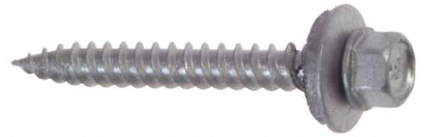 Buildex - #9 Hex Washer Head Sheet Metal Screw - Steel, 1" Length Under Head - Eagle Tool & Supply