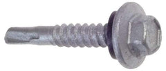 Buildex - 1/4", Hex Washer Head, Hex Drive, 7/8" Length Under Head, #1 Point, Self Drilling Screw - Steel - Eagle Tool & Supply
