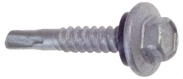 Buildex - #12, Hex Washer Head, Hex Drive, 1" Length Under Head, #3 Point, Self Drilling Screw - Steel - Eagle Tool & Supply