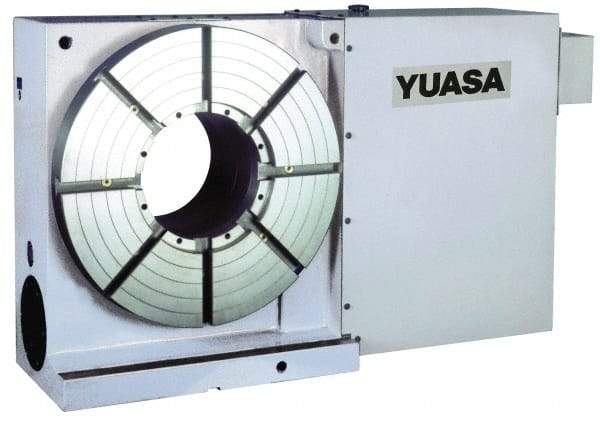 Yuasa - 1 Spindle, 25 Max RPM, 15.75" Table Diam, 2 hp, Horizontal & Vertical CNC Rotary Indexing Table - 500 kg (1100 Lb) Max Horiz Load, 281.94mm Centerline Height - Eagle Tool & Supply