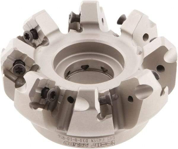 Iscar - 3" Cut Diam, 1" Arbor Hole, 0.276" Max Depth of Cut, 45° Indexable Chamfer & Angle Face Mill - 8 Inserts, S845 SX.U 16.. Insert, Right Hand Cut, 8 Flutes, Through Coolant, Series Helido - Eagle Tool & Supply