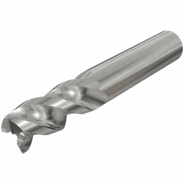 Iscar - 10mm, 23.5mm LOC, 10mm Shank Diam, 72mm OAL, 3 Flute, Solid Carbide Square End Mill - Single End, Uncoated, Spiral Flute, 45° Helix, Right Hand Cut, Right Hand Flute - Eagle Tool & Supply
