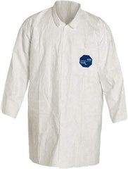 Dupont - Size XL White Disposable Chemical Resistant Lab Coat - Tyvek, Snap Front, Open Cuff - Eagle Tool & Supply