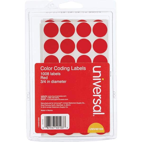 UNIVERSAL - Labels, Ribbons & Tapes Type: Color Coding Labels Color: Red - Eagle Tool & Supply