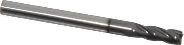 Value Collection - 1/8", 3/8" LOC, 1/8" Shank Diam, 1-1/2" OAL, 4 Flute, Solid Carbide Square End Mill - Single End, Diamond-Like Carbon (DLC) Finish, Spiral Flute, Centercutting, Right Hand Cut, Right Hand Flute - Eagle Tool & Supply