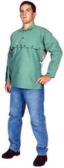 Stanco Safety Products - Size 2XL, 50-52" Chest, 20" Long, Flame Resistant, Cape Sleeves & Bib - Sateen Cotton, 9 oz, Green - Eagle Tool & Supply