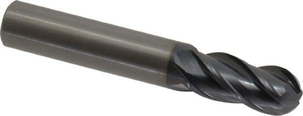 OSG - 14mm Diam, 30mm LOC, 4 Flute Solid Carbide Ball End Mill - TiAlN Finish, Single End, 89mm OAL, 14mm Shank Diam, Spiral Flute - Eagle Tool & Supply
