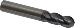 OSG - 14mm Diam, 30mm LOC, 4 Flute Solid Carbide Ball End Mill - TiAlN Finish, Single End, 89mm OAL, 14mm Shank Diam, Spiral Flute - Eagle Tool & Supply