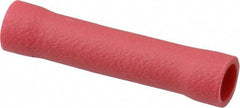 Thomas & Betts - 22 to 16 AWG Compatible, Vinyl Fully Insulated, Crimp-On Butt Splice Terminal - Copper Contacts, 0.986" OAL, Red - Eagle Tool & Supply