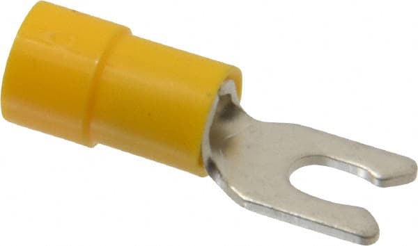 Thomas & Betts - #6 Stud, 12 to 10 AWG Compatible, Partially Insulated, Crimp Connection, Locking Fork Terminal - Eagle Tool & Supply