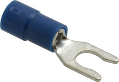 Thomas & Betts - #8 Stud, 16 to 14 AWG Compatible, Partially Insulated, Crimp Connection, Locking Fork Terminal - Eagle Tool & Supply