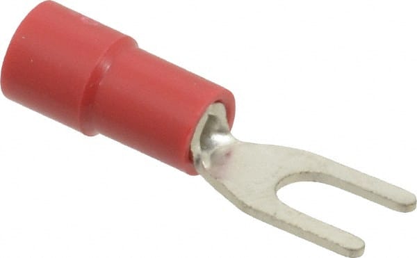 Thomas & Betts - #6 Stud, 22 to 16 AWG Compatible, Partially Insulated, Crimp Connection, Standard Fork Terminal - Eagle Tool & Supply