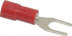 Thomas & Betts - #8 Stud, 22 to 16 AWG Compatible, Partially Insulated, Crimp Connection, Standard Fork Terminal - Eagle Tool & Supply