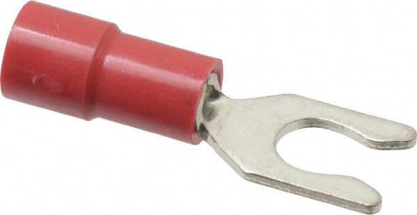 Thomas & Betts - #8 Stud, 22 to 18 AWG Compatible, Partially Insulated, Crimp Connection, Locking Fork Terminal - Eagle Tool & Supply