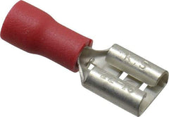 Thomas & Betts - 22 to 16 AWG, Vinyl, Fully Insulated, Female Wire Disconnect - 1/4 Inch Wide Tab, Red, RoHS Compliant, UL 94 V-0 - Eagle Tool & Supply