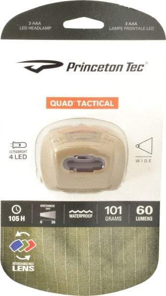 Princeton Tec - Red LED Bulb, 78 Lumens, Hands-free Flashlight - Tan Plastic Body, 3 AAA Batteries Not Included - Eagle Tool & Supply