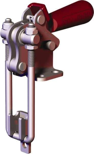 De-Sta-Co - 1,000.4 Lb Capacity, Vertical, U Hook, Flanged Base, Carbon Steel Pull Action Latch Clamp - 2.04" Drawing Movement, 4.12" OAL, Threaded U Hook, Straight Handle - Eagle Tool & Supply