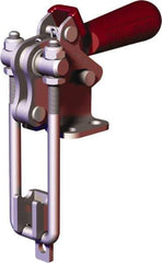 De-Sta-Co - 1,000.4 Lb Capacity, Vertical, U Hook, Flanged Base, Carbon Steel Pull Action Latch Clamp - 2.04" Drawing Movement, 4.12" OAL, Threaded U Hook, Straight Handle - Eagle Tool & Supply