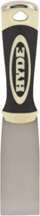 Hyde Tools - 1-1/2" Wide Chisel Edge Blade Carbon Steel Putty Knife - Flexible, Ergosoft Plastic Overmold Handle, 8" OAL - Eagle Tool & Supply