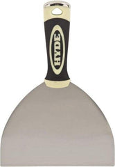 Hyde Tools - 6" Wide Chisel Edge Blade Carbon Steel Putty Knife - Flexible, Ergosoft Plastic Overmold Handle, 8" OAL - Eagle Tool & Supply