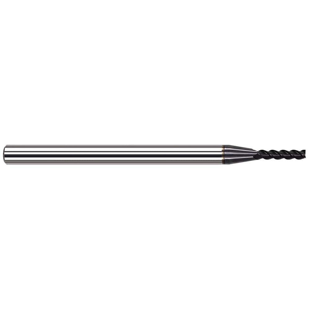 Corner Radius End Mill: 0.031″ Dia, 5/32″ LOC, 0.01″ Radius, 3 Flutes, Solid Carbide 2-1/2″ OAL, 1/8″ Shank Dia, 34 ° Helix, AlTiN Coated, Corner Radius End