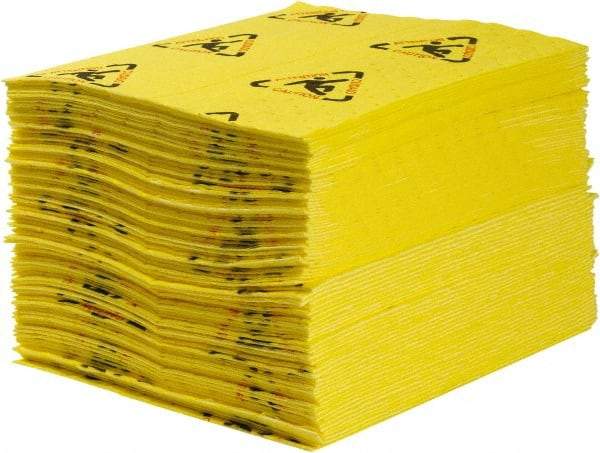 Brady SPC Sorbents - 60 Gal Capacity per Package, Chemical/Hazmat Mat - 19" Long x 15" Wide, Yellow, Polypropylene - Eagle Tool & Supply