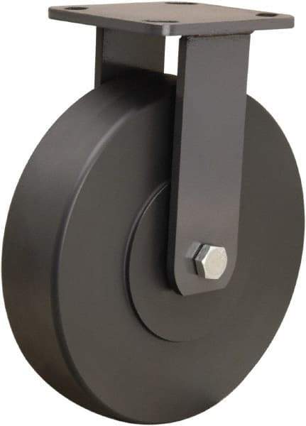 Hamilton - 8" Diam x 2" Wide x 9-1/2" OAH Top Plate Mount Rigid Caster - Nylon, 2,000 Lb Capacity, Sealed Precision Ball Bearing, 4 x 4-1/2" Plate - Eagle Tool & Supply