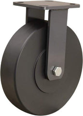 Hamilton - 8" Diam x 2" Wide x 9-1/2" OAH Top Plate Mount Rigid Caster - Nylon, 2,000 Lb Capacity, Sealed Precision Ball Bearing, 4 x 4-1/2" Plate - Eagle Tool & Supply