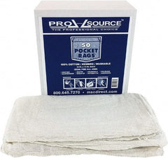 PRO-SOURCE - 13 Inch Long x 14 Inch Wide Virgin Cotton Shop Towels & Industrial Rags - White, Huck Toweling, Medium Lint Level, 50 Sheets per Pack - Eagle Tool & Supply