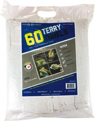 PRO-SOURCE - 14 Inch Long x 17 Inch Wide Virgin Terry Cotton Towels - White, Terry Cloth, Medium Lint, 60 Sheets per Pack - Eagle Tool & Supply