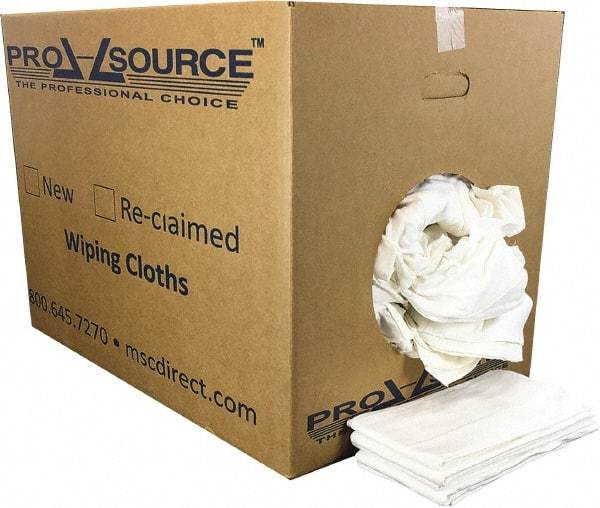 PRO-SOURCE - 12 Inch Long x 20 Inch Wide Virgin Cotton Diaper Rags - White, Knit, Lint Free, 50 Lbs. at 2 to 4 per Pound, Box - Eagle Tool & Supply