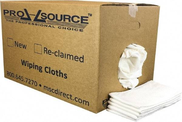 PRO-SOURCE - 12 Inch Long x 20 Inch Wide Virgin Cotton Diaper Rags - White, Lint Free, 25 Lbs. at 2 to 4 per Pound, Box - Eagle Tool & Supply