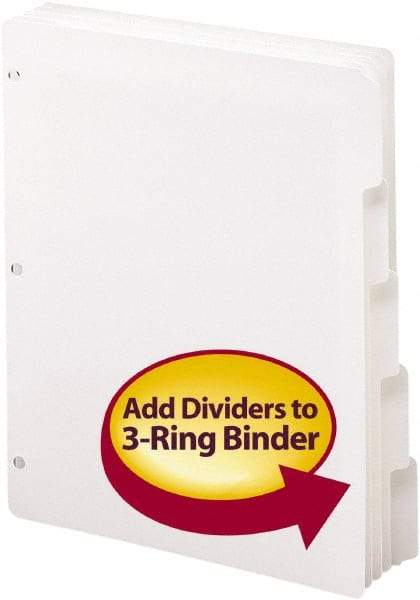 SMEAD - 8 1/2 x 11" 5 Tabs, 3-Hole Punched, Tab Divider - White - Eagle Tool & Supply