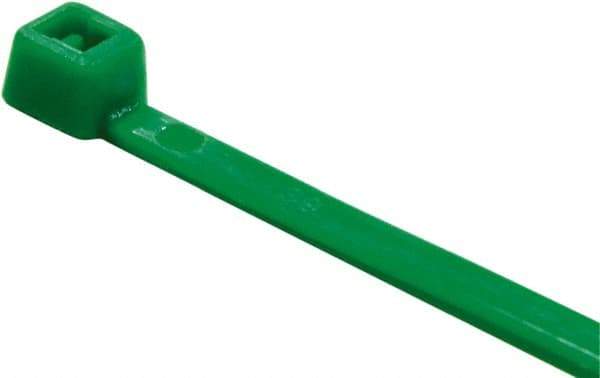 Value Collection - 4" Long Green Nylon Standard Cable Tie - 18 Lb Tensile Strength, 21mm Max Bundle Diam - Eagle Tool & Supply