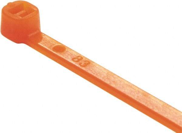 Value Collection - 4" Long Orange Nylon Standard Cable Tie - 18 Lb Tensile Strength, 21mm Max Bundle Diam - Eagle Tool & Supply