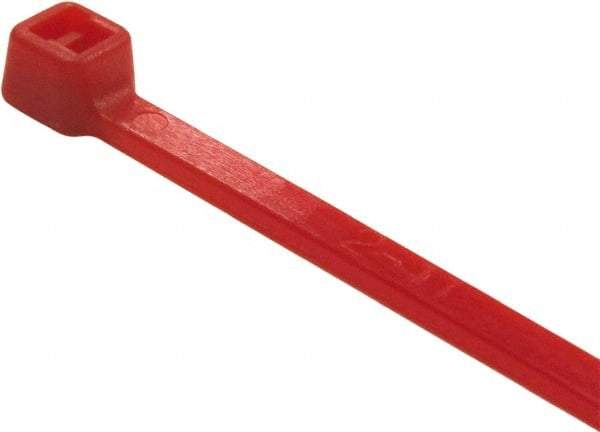 Value Collection - 4" Long Red Nylon Standard Cable Tie - 18 Lb Tensile Strength, 21mm Max Bundle Diam - Eagle Tool & Supply