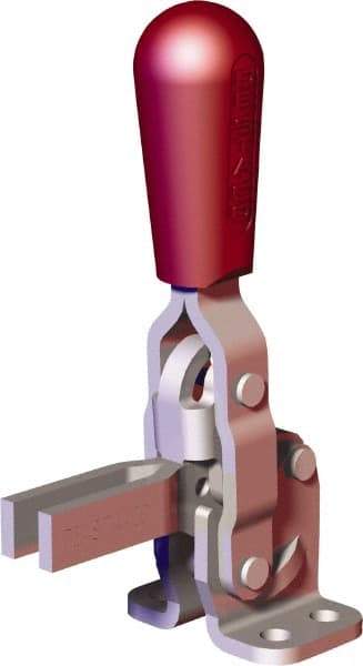 De-Sta-Co - 200 Lb Holding Capacity, Vertical Handle, Manual Hold Down Toggle Clamp - 65° Handle Movement, 105° Bar Opening, U-Bar, Flanged Base, Carbon Steel - Eagle Tool & Supply